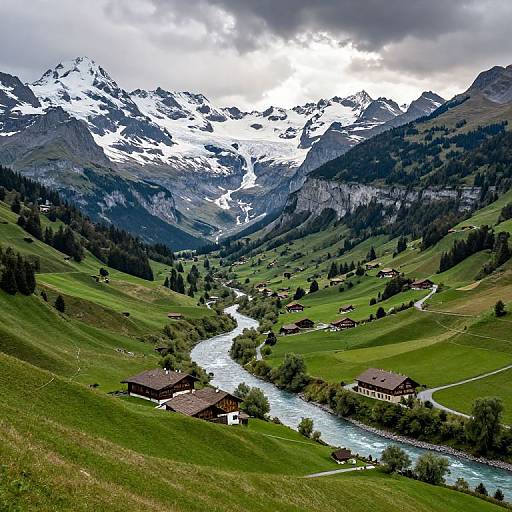 Panoramic Engraving of Berne Alps