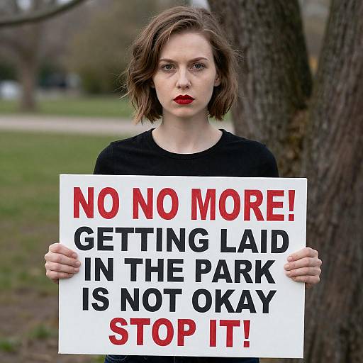 Serious Protester Against Public Behavior