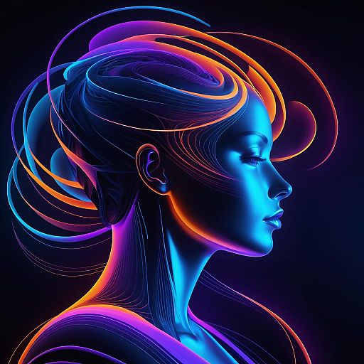 Neon Silhouette of Vibrant Woman Neon Silhouette of Vibrant Woman
