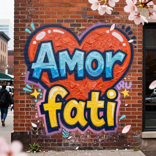 Vibrant graffiti on red brick wall reads 