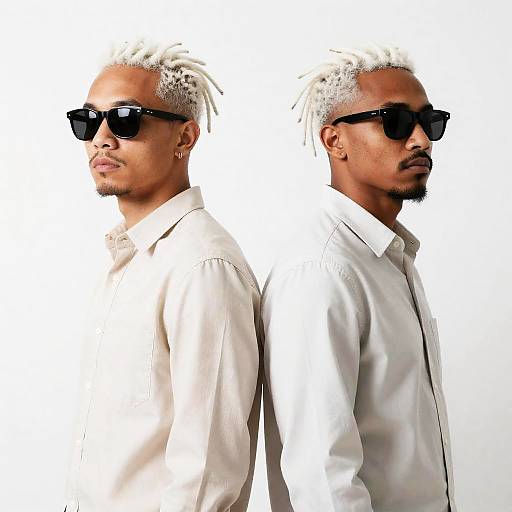 Identical Men with White Dreadlocks