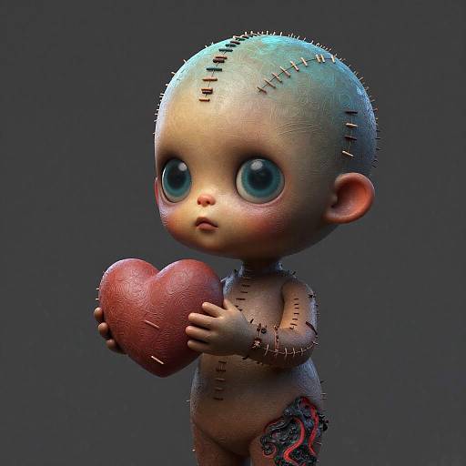 Intricate Voodoo Doll with Heart Art