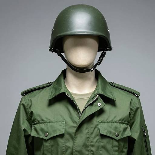 Mannequin in Green Military Uniform