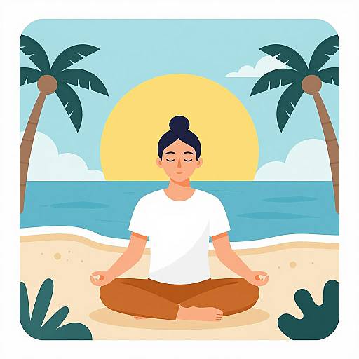 Serene Yogi in Vibrant Beach Scene
