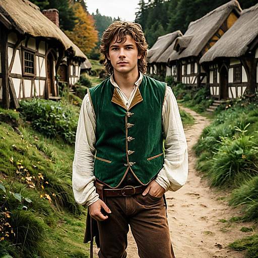 Charming Hobbit Adventurer in Fantasy Setting