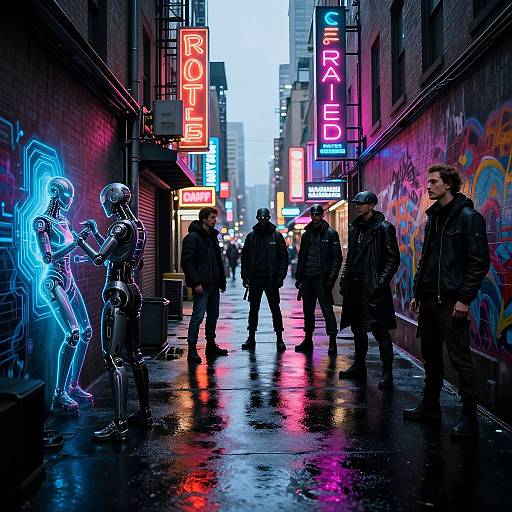 Cyberpunk Alleyway in New York Dusk