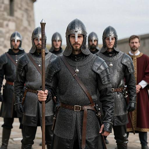 Medieval Warriors in Dramatic Standoff