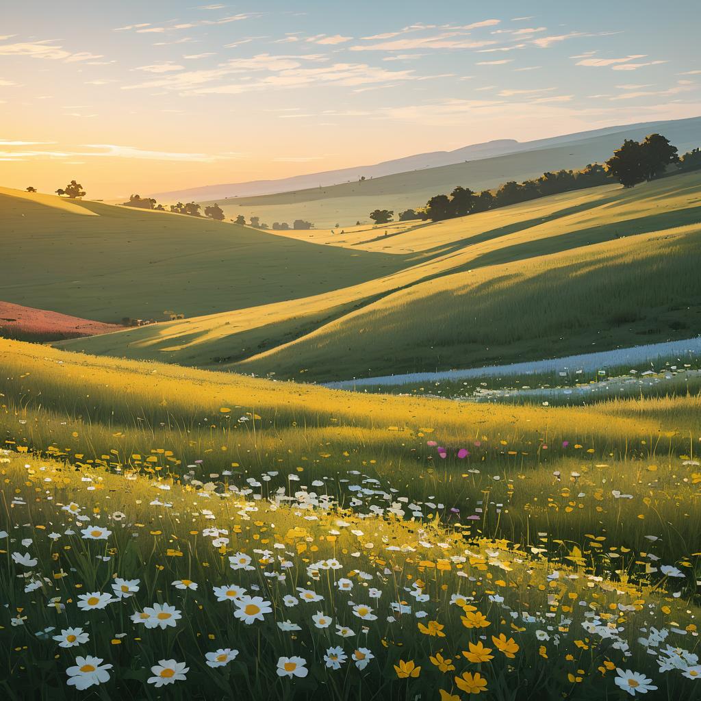 Serene Highland Pastures with Wildflowers