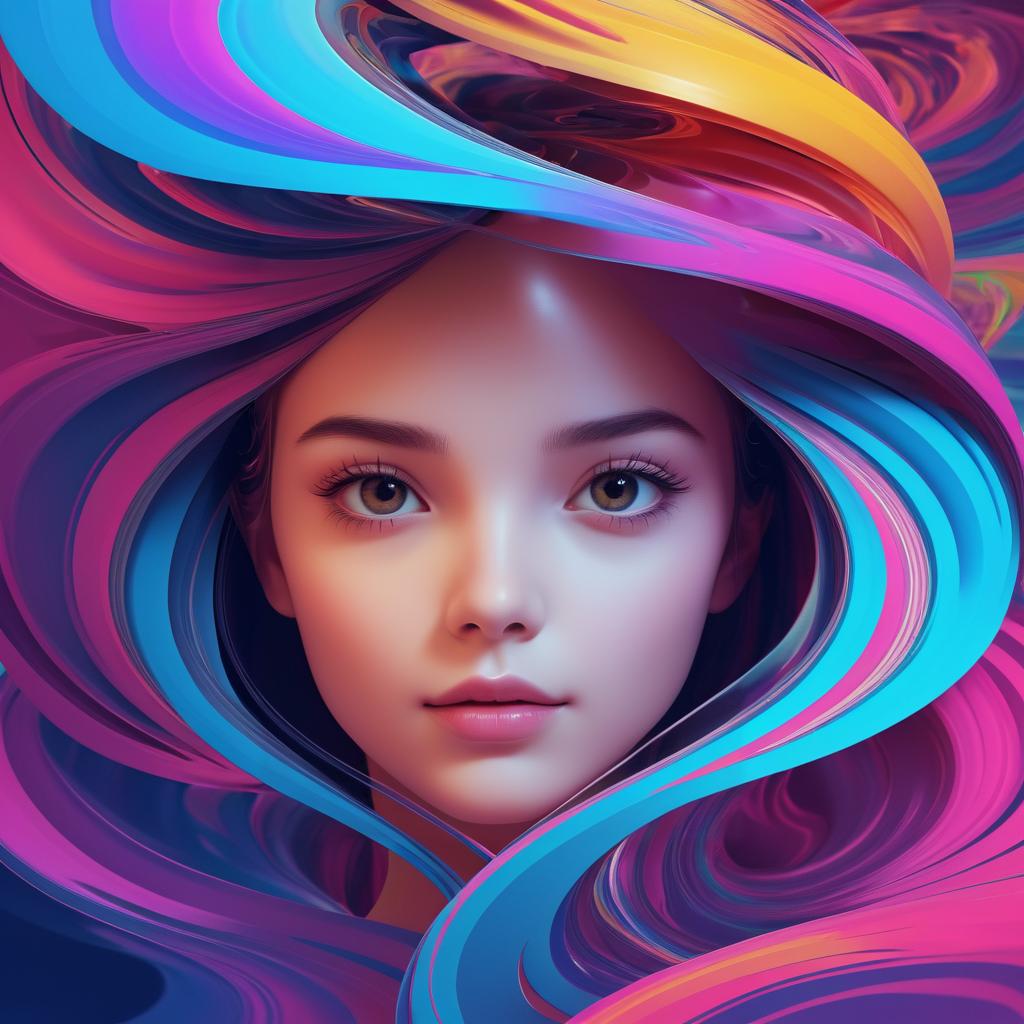 Whimsical 3D Portrait of a Young Girl