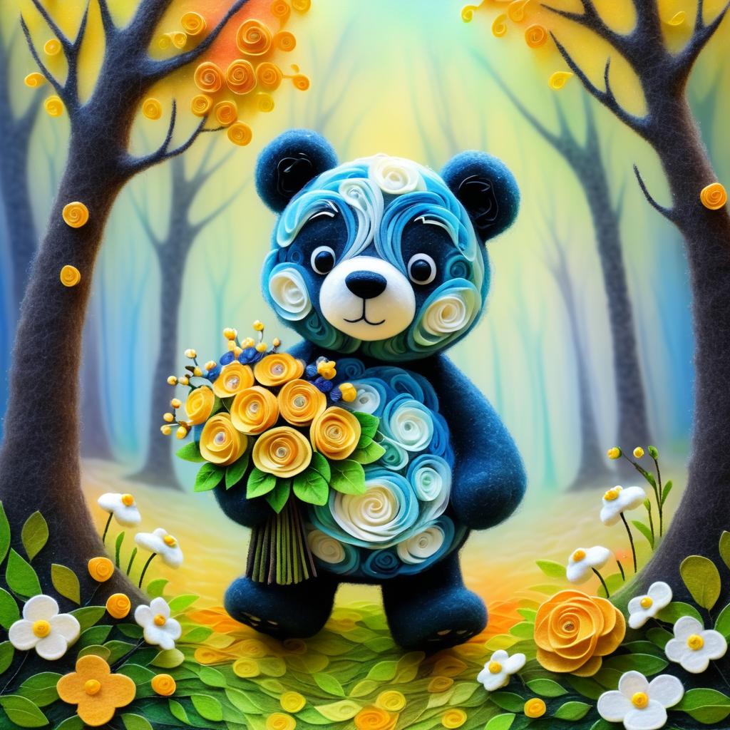 Whimsical Bear in a Dreamy Forest