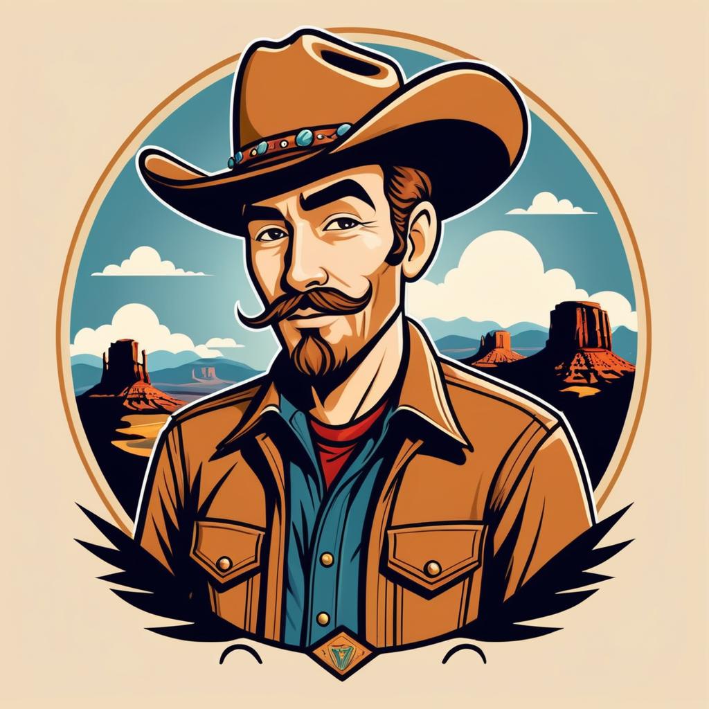 Vintage Western Cartoon T-Shirt Design