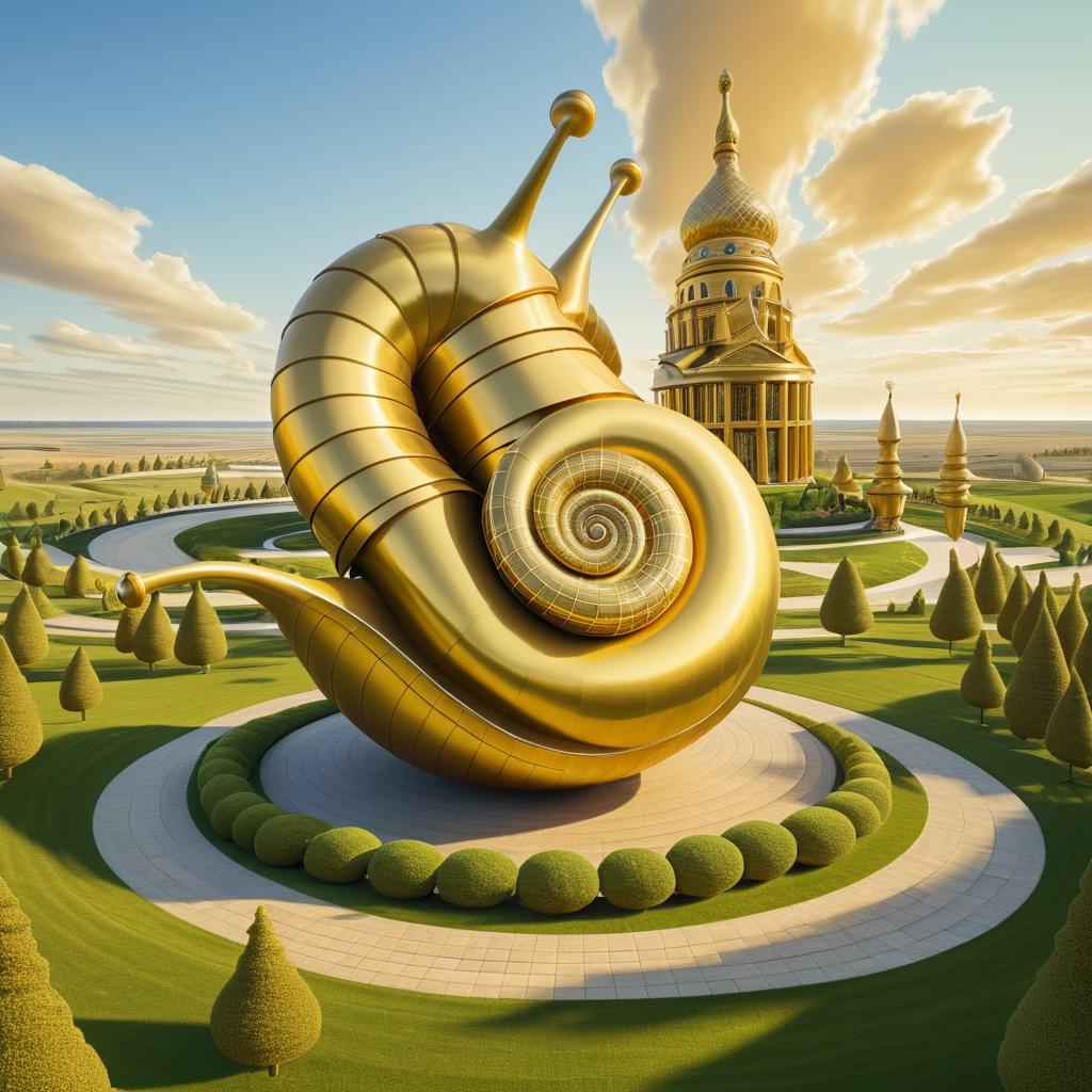 Surreal Snail Statue with Bagpipes