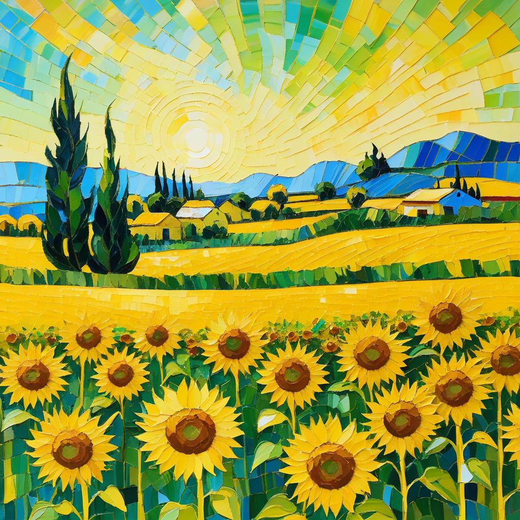 Vibrant Sunflower Field in Van Gogh Style