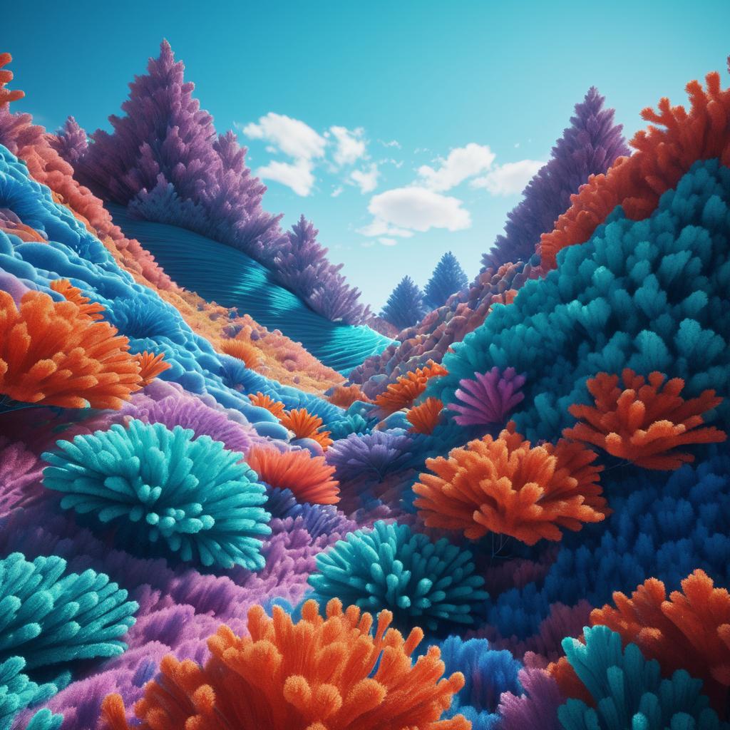 Vibrant Yarn Coral Scene in 16K