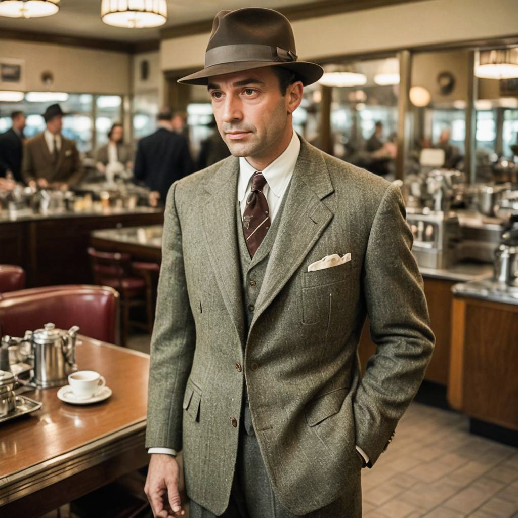 1940s Stylish Man in Vintage Diner