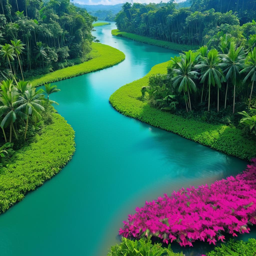 Tropical River Dividing Two Worlds