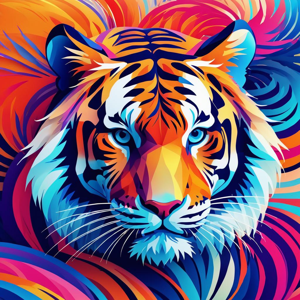 Vibrant Abstract Tiger in Japanese Style