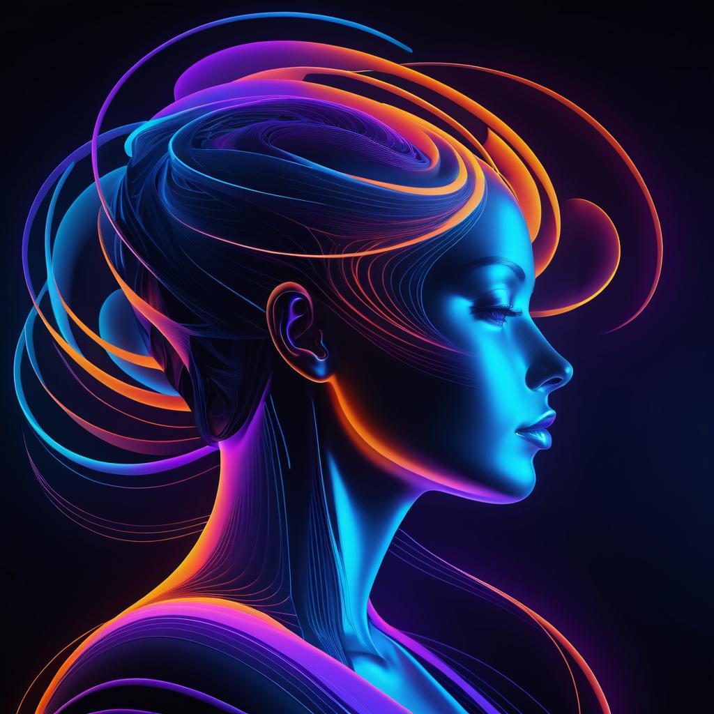 Neon Silhouette of Vibrant Woman