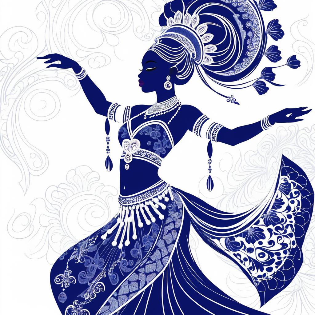 Graceful Egungun Dancer with Morning Glories