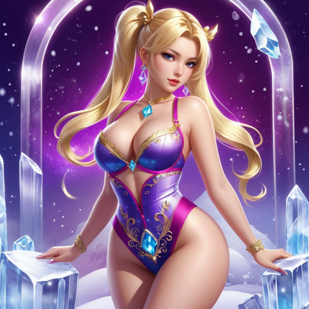 Enchanting Curvy Blonde with Ice Magic