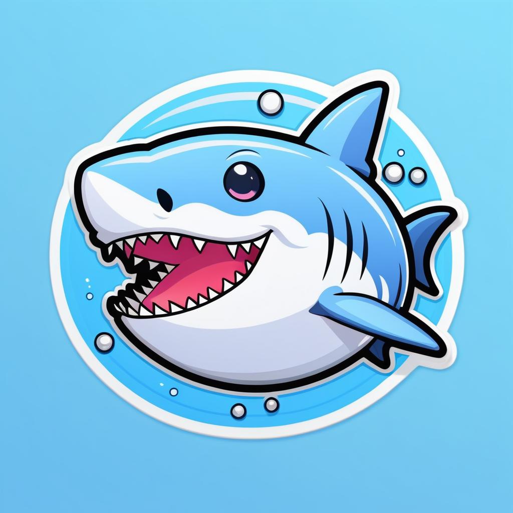 Kawaii Shark Icon Sticker Design