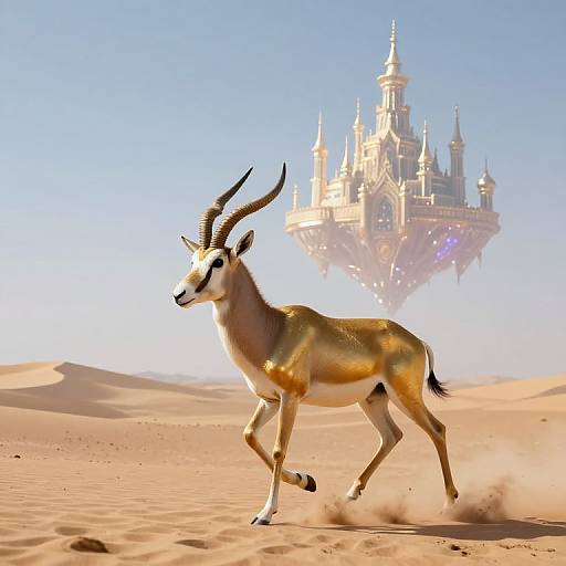 Regal Antelope Gallops to Ethereal Castle