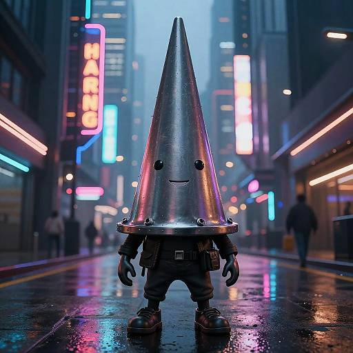 Cyberpunk Conehead in Neon City