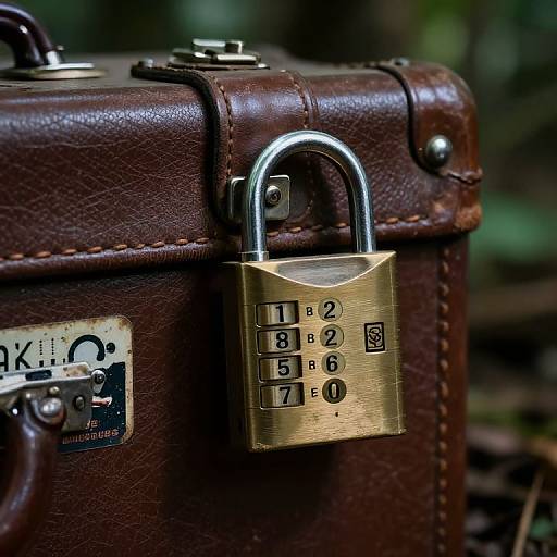 Close-Up of Number Lock on Vintage Briefcase