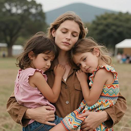 Serene Family Moment in Nature