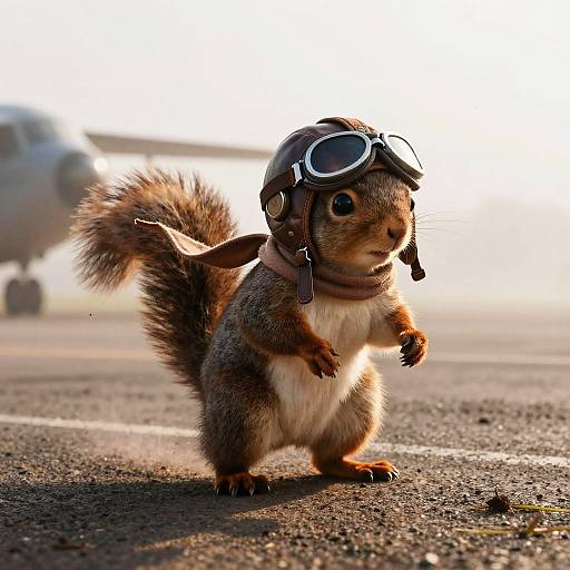 Art Deco Squirrel Pilot in Fog