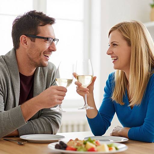 Joyful Couple Toasting with Wine