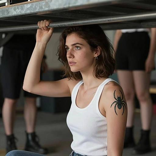 Concentrated Woman in Industrial Setting