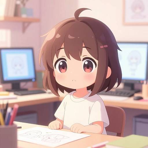 Chibi Anime Avatars in Cozy Studio