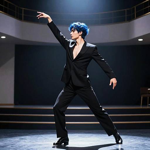Midnight Blue Hair Male Dancer