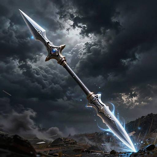 Futuristic Glowing Spear Weapon
