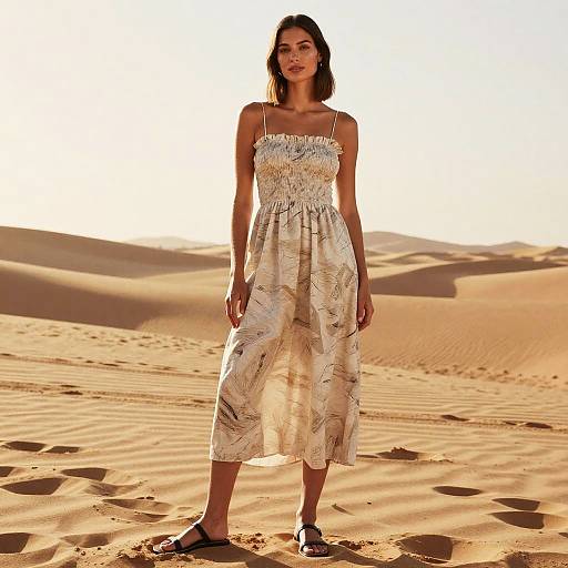 Bohemian Midi Dress in Golden Hour Desert