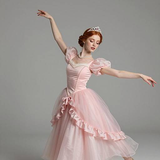 Dancing Woman in Pink Princess Dress