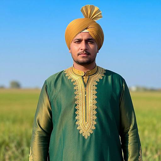 Man in Turban with Embroidered Outfit