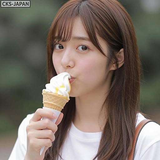Young Woman Enjoying Vanilla Ice Cream