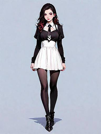 Stylish Woman in Chic Black and White Outfit