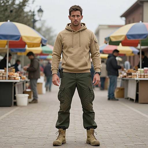 Rugged Man in Desert Tactical Gear