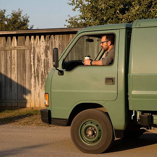 Green Truck at Golden Hour