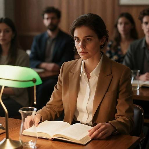 Serious Woman Reading in Cozy Room