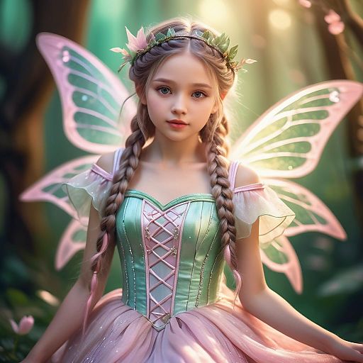 Whimsical Young Girl in Pastel Fairy Costume