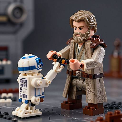 Bearded Jedi Building Legos with Droid Hands