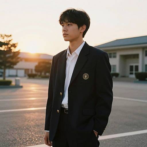Vintage Japanese High School Uniform Scene