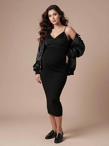 Sleek Monochrome Maternity Fashion Portrait