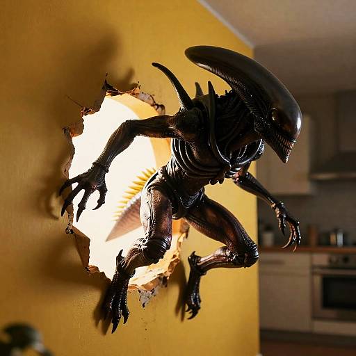 Alien Creature Bursting Through Wall