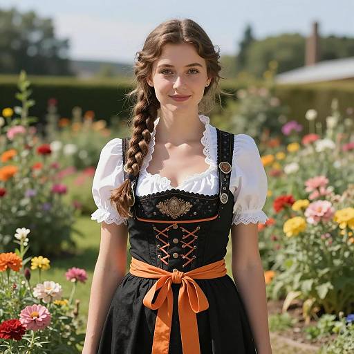 Charming Female in Oktoberfest Outfit
