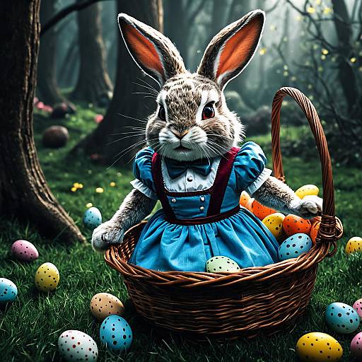 Photorealistic Bunny in Easter Basket